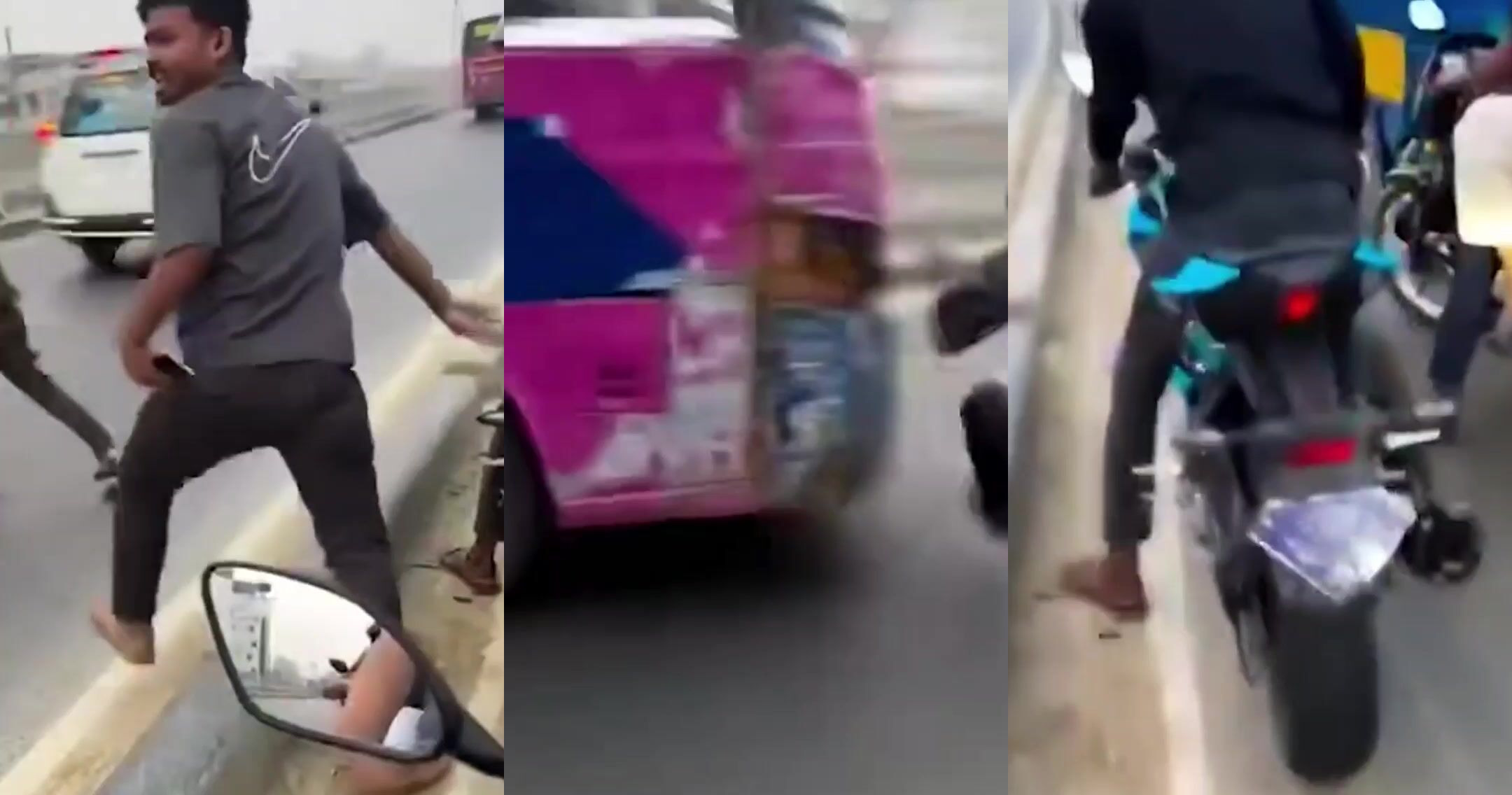 Gay couples in India quarreled on the road and caused a car accident.