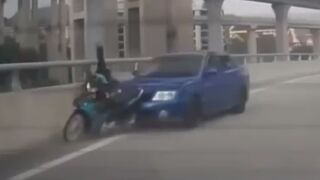 Motorcyclist Takes A Ride On The Hood Before Being Brutally Killed