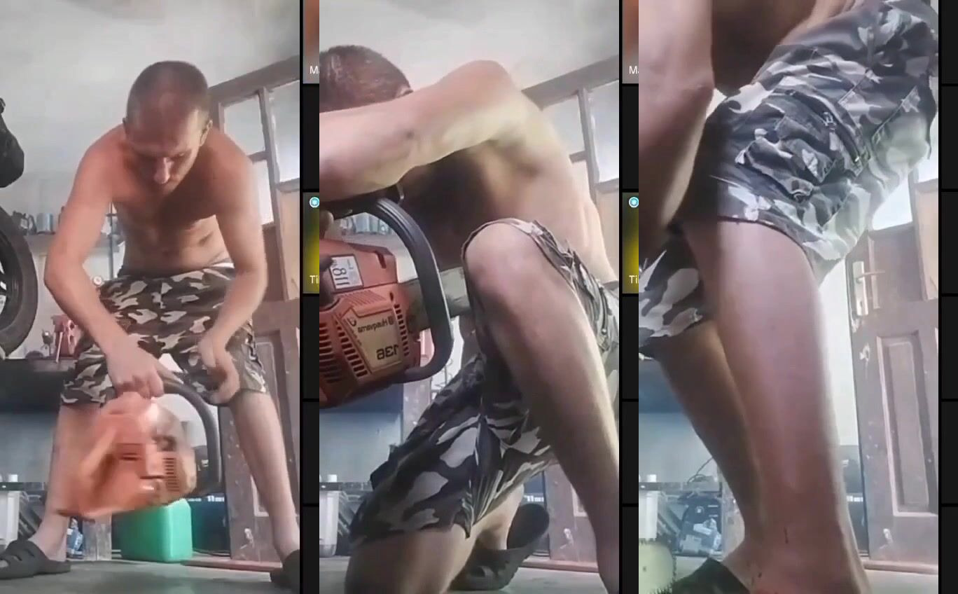 Man Cuts Chest Open With Chainsaw