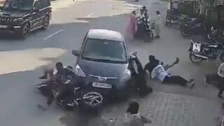 Pedestrians Get Hit By Car In India, 12 Injured