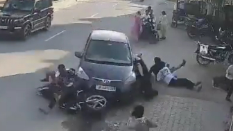 Pedestrians Get Hit By Car In India, 12 Injured