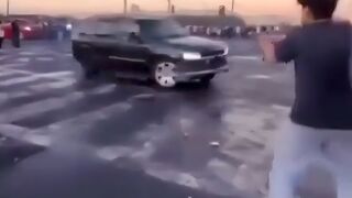 SUV Driver Goes Human Bowling At Cali Takeover