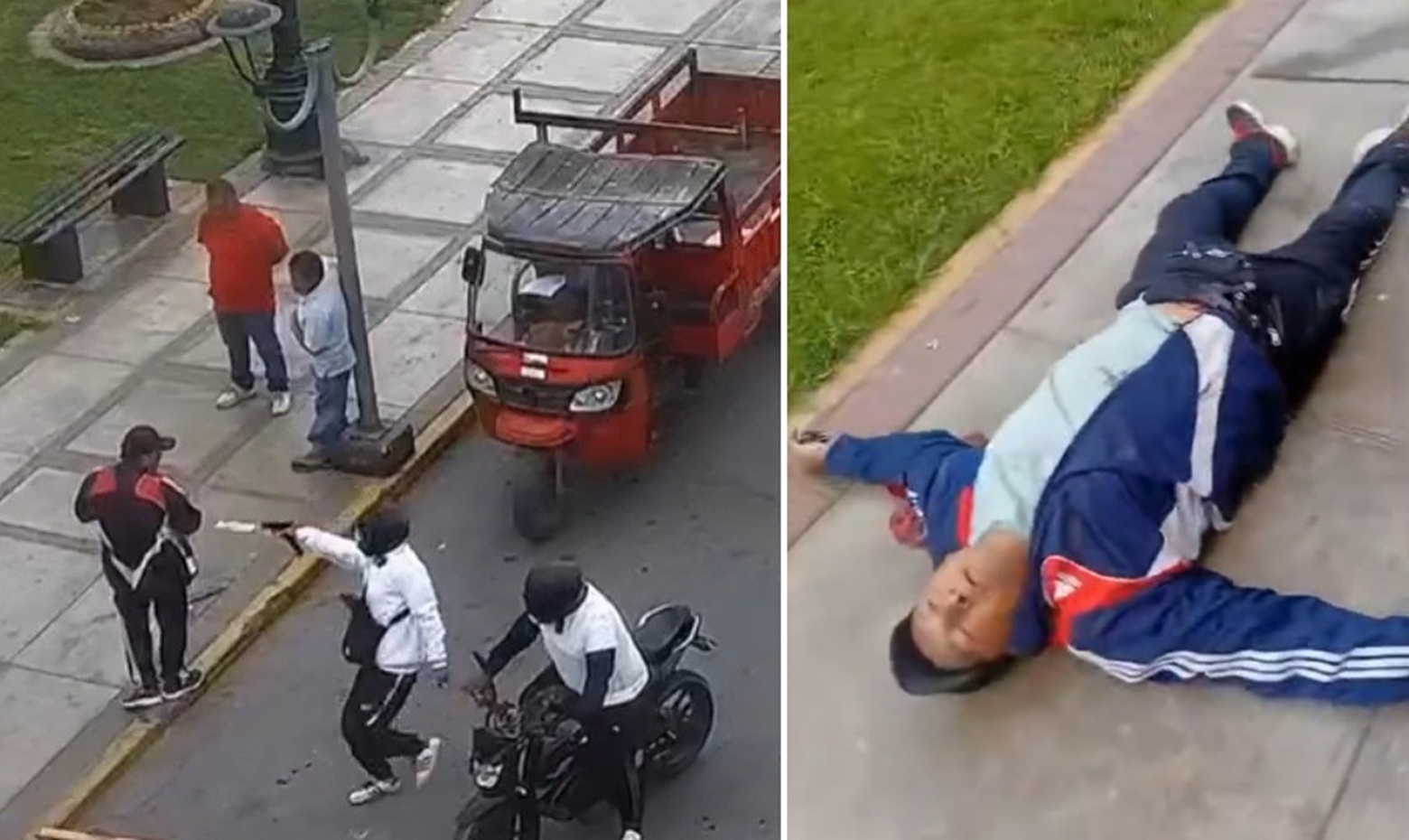 Sicarios on Motorbike Ambush and Ruthlessly Execute Pair Talking on Sidewalk