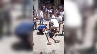 Bull Takes Out A Man During Festival
