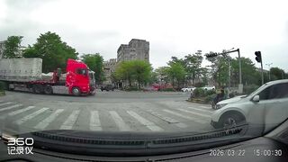 Another Moped Rider Messed With A Truck