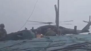 Moment when guerrillas hit Colombian army Blackhawk helicopter