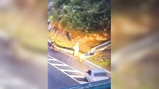 Driver Burned Alive After Nearly Killing A Pissing Biker In Colombia