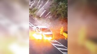 Driver Burned Alive After Nearly Killing A Pissing Biker In Colombia