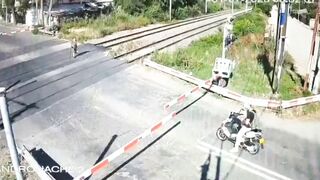 Old woman hit by train.