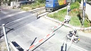 Old woman hit by train.
