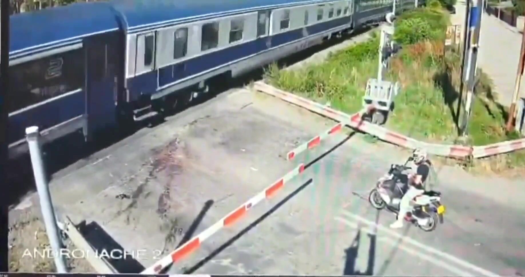 Old woman hit by train.