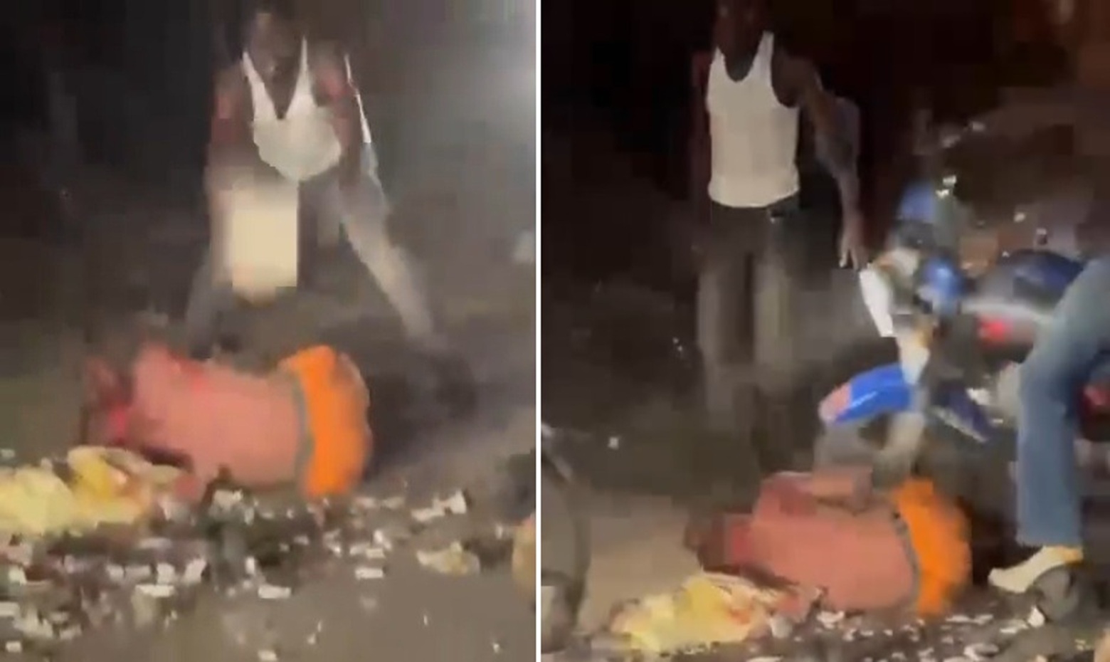 Motorcyclists Catch Thief, Run Him Over, Stone and Burn Him Alive