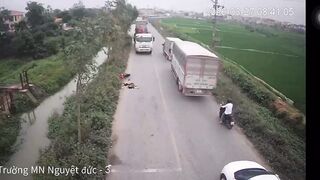 Motorcyclist Gets Flattened By Truck In Hit And Run Accident
