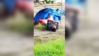 Man with Mental Breakdown Severs His Own Hand with Machete and Collapses in Agony
