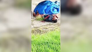 Man with Mental Breakdown Severs His Own Hand with Machete and Collapses in Agony