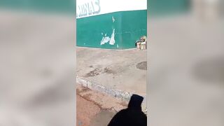 Shocked Employee Bleeding After Being Hacked  During Robbery