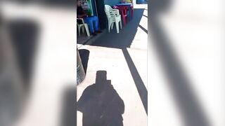 Shocked Employee Bleeding After Being Hacked  During Robbery