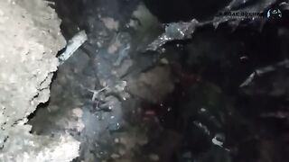 Minced meat after the explosion of the dugout
