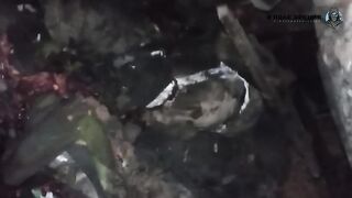 Minced meat after the explosion of the dugout