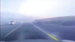 Truck overturns on Kazakhstan highway, crushes car (+aftermath)