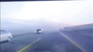 Truck overturns on Kazakhstan highway, crushes car (+aftermath)