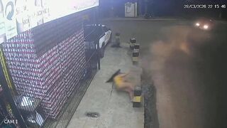 Terrifying CCTV Footage Shows Woman Flung From Moving Car