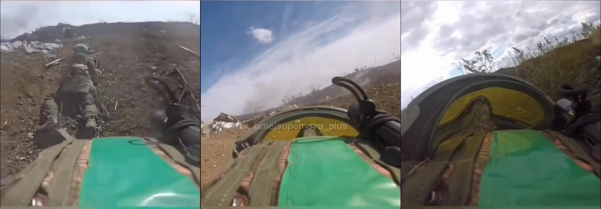 POV footage of Ukrainian troops storming a Russian position