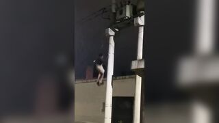 Junkie Electrocuted While Stealing Copper from Light Pole, Falls Hard on Cement