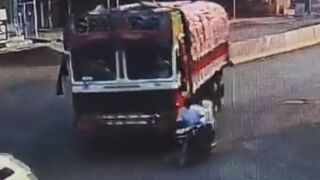 Two On A Motorcycle Fall Under The Truck Wheels, Die On Spot