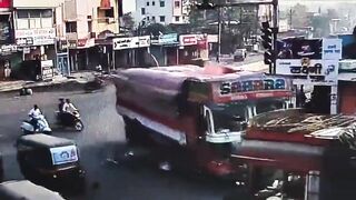 Two On A Motorcycle Fall Under The Truck Wheels, Die On Spot