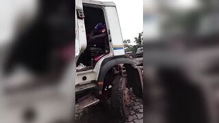 Trucker killed by safety barrier during a maneuver