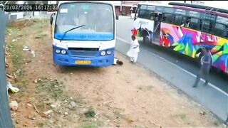 Bus Runs Over Goat Herder in India