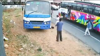 Bus Runs Over Goat Herder in India