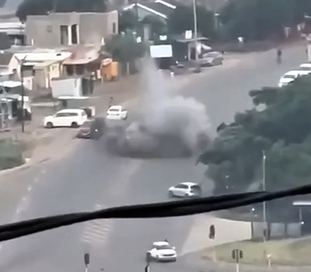 Cash van explodes in South Africa