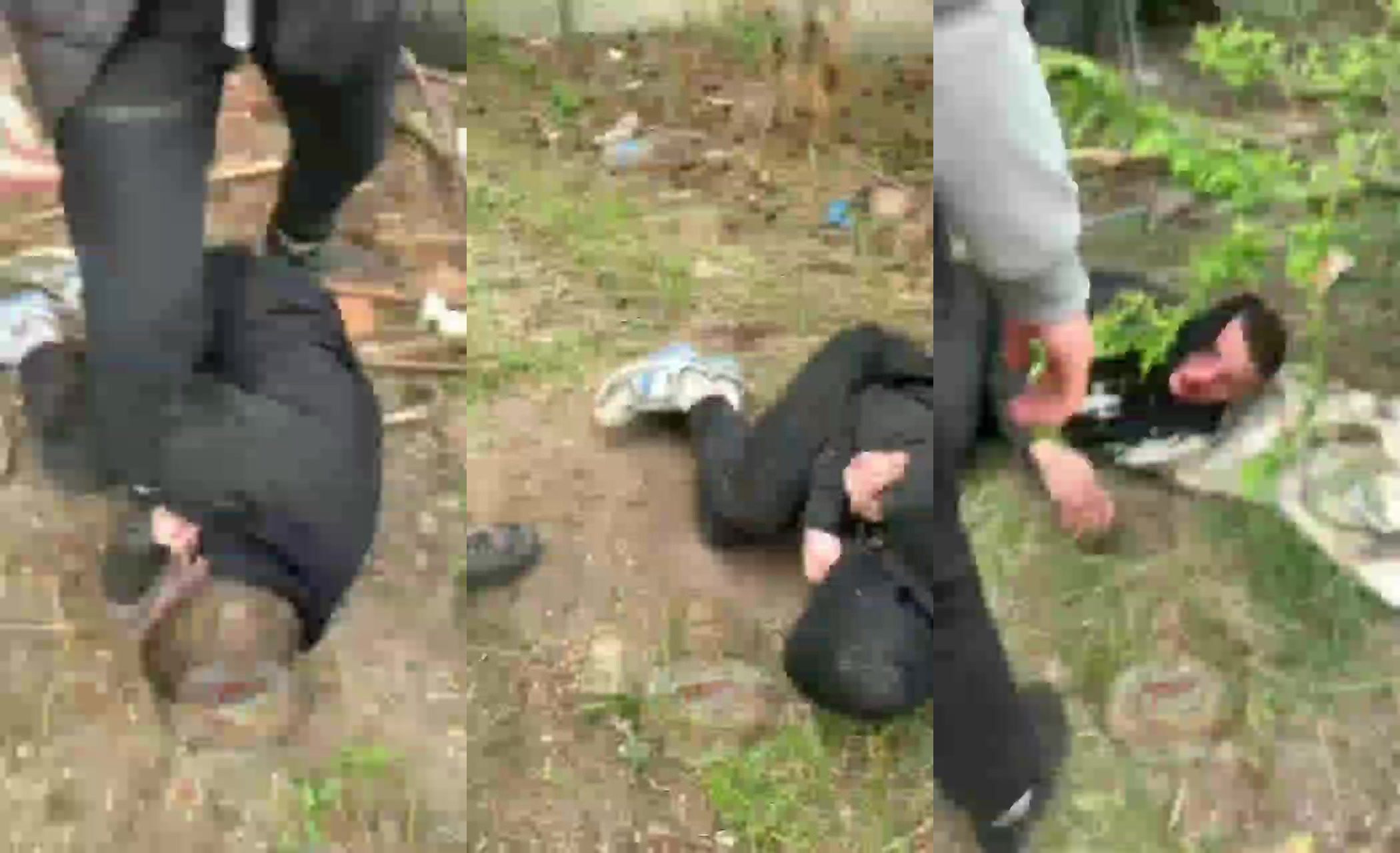 Beating of a Russian drug addict for theft