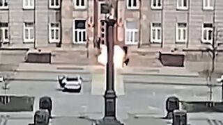 UA drone fires at entrance to Belgorod regional government building