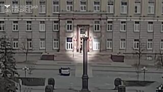 UA drone fires at entrance to Belgorod regional government building