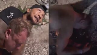 MMA trainer chokes out a tourist in a headlock who was touching local girls inappropriately