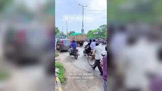 Woman Fell From Motorcycle And Was Completely Destroyed By Truck