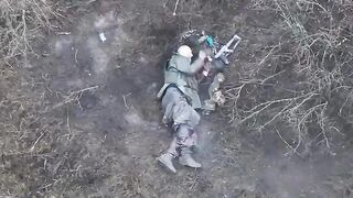 A wounded russian invader received a direct headshot from an FPV drone