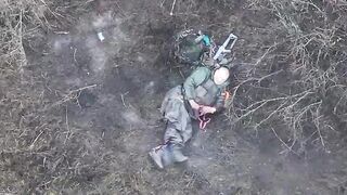 A wounded russian invader received a direct headshot from an FPV drone