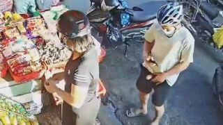 Masked Pervert Falls In Love With A Woman Buying Friuts