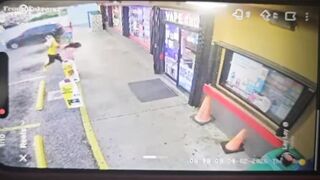 Insane man murders unsuspecting female convenience store clerk with hammer.