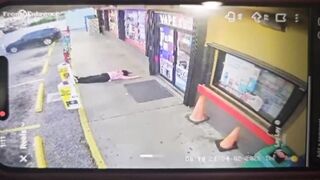 Insane man murders unsuspecting female convenience store clerk with hammer.
