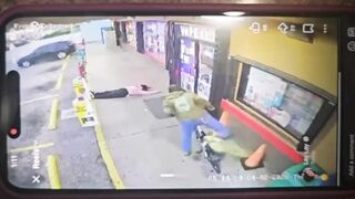 Insane man murders unsuspecting female convenience store clerk with hammer.