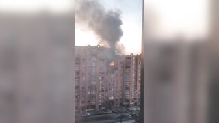 UA forces drone crashes into 16-story residential building in Ufa
