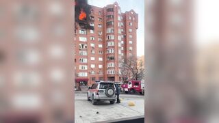 UA forces drone crashes into 16-story residential building in Ufa