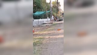 Mentally Ill Man Armed With TRIDENT Randomly Attacks A Motorcyclist In India