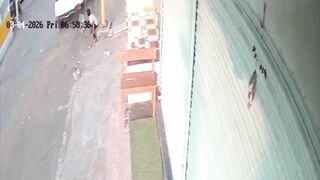 Woman Sweeping The Road Gets Run Over