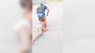 Side Girl Gets Her Hair And Panties Cut